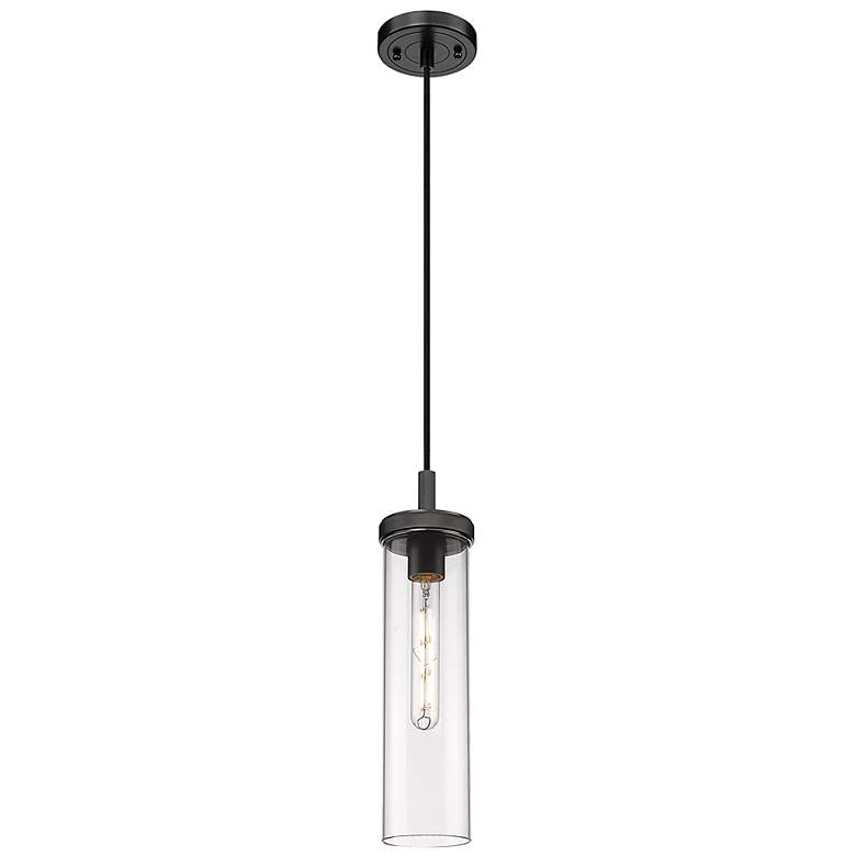 Image 1 Downtown Urban Lincoln 5 "W Cord Matte Black Pendant With Clear Shade