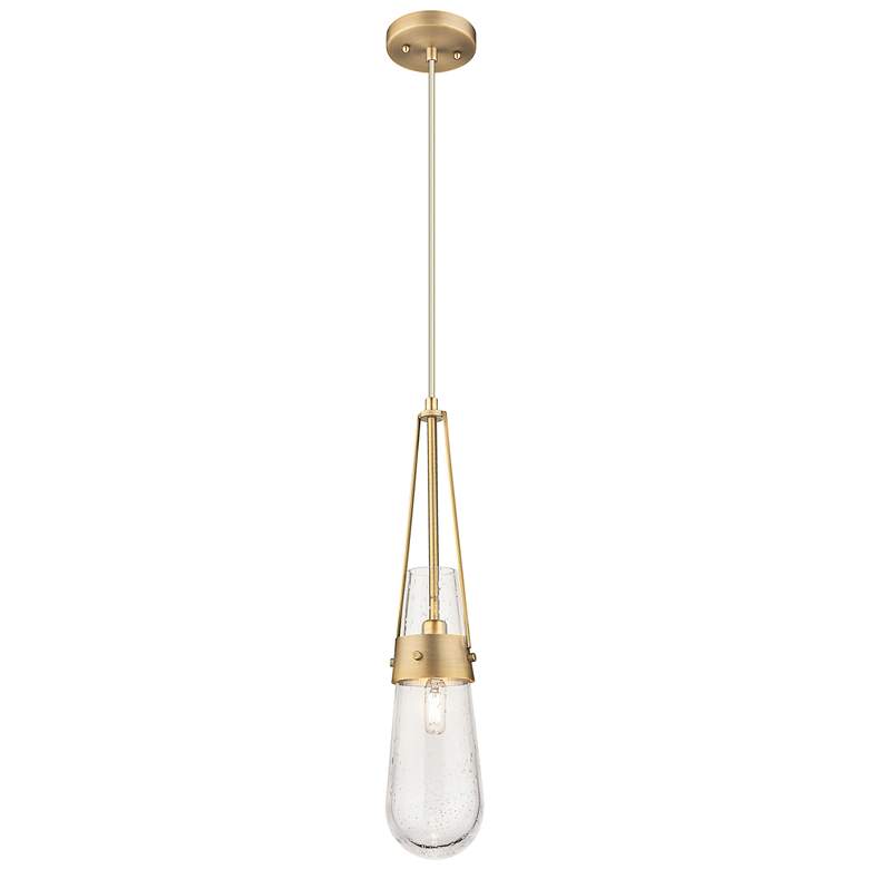 Image 1 Downtown Urban Milan 4 "W Cord Brushed Brass Pendant With Seedy Shade
