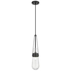 Downtown Urban Milan 4  "W Cord Matte Black Pendant With Seedy Shade