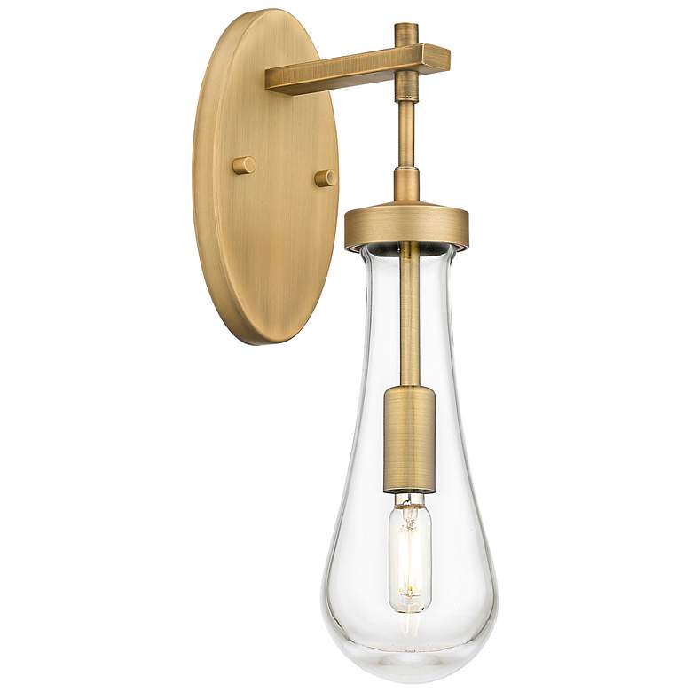 Image 1 Downtown Urban Owego 16 "H Brushed Brass Wall Sconce With Clear Shade