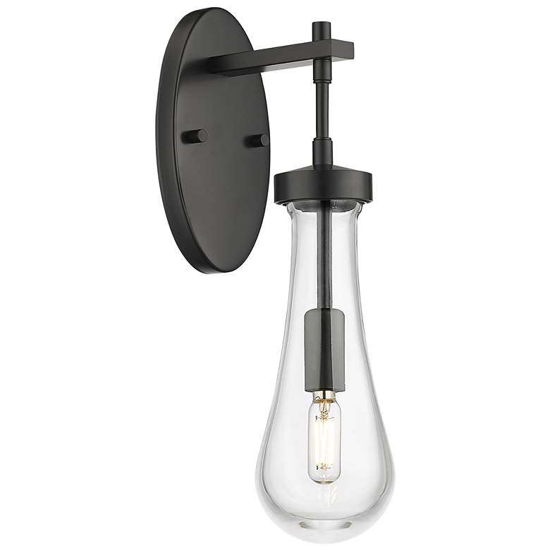Image 1 Downtown Urban Owego 16 "H Matte Black Wall Sconce With Clear Shade