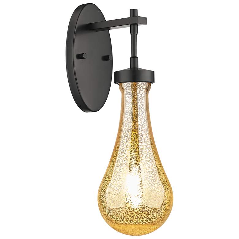 Image 1 Downtown Urban Owego 17 "H Matte Black Wall Sconce With Mercury Shade