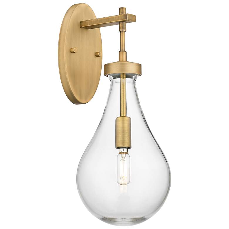 Image 1 Downtown Urban Owego 18 "H Brushed Brass Wall Sconce With Clear Shade