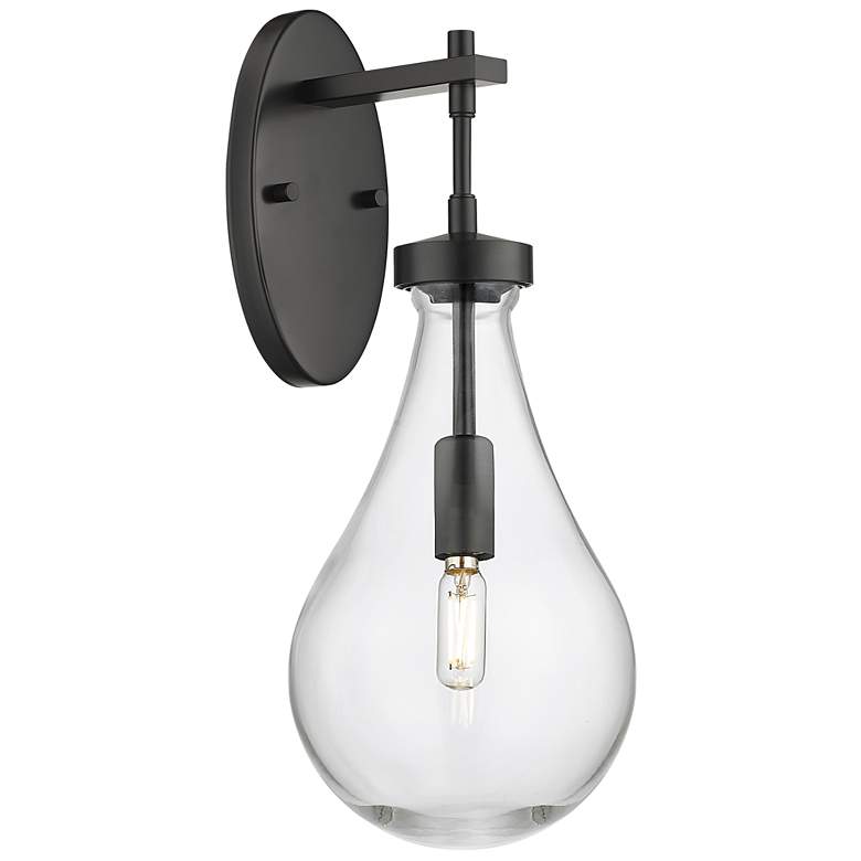 Image 1 Downtown Urban Owego 18 "H Matte Black Wall Sconce With Clear Shade