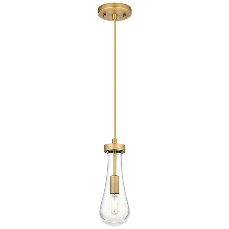 Image 1 Downtown Urban Owego 5 "W Cord Brushed Brass Pendant With Clear Shade