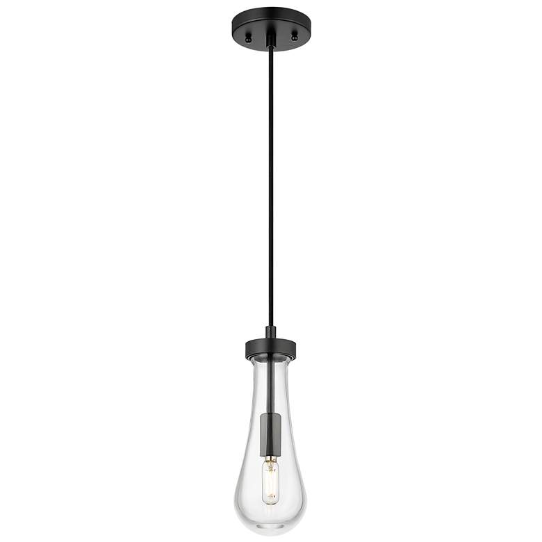 Image 1 Downtown Urban Owego 5 "W Cord Matte Black Pendant With Clear Shade