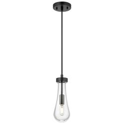 Downtown Urban Owego 5  "W Cord Matte Black Pendant With Clear Shade