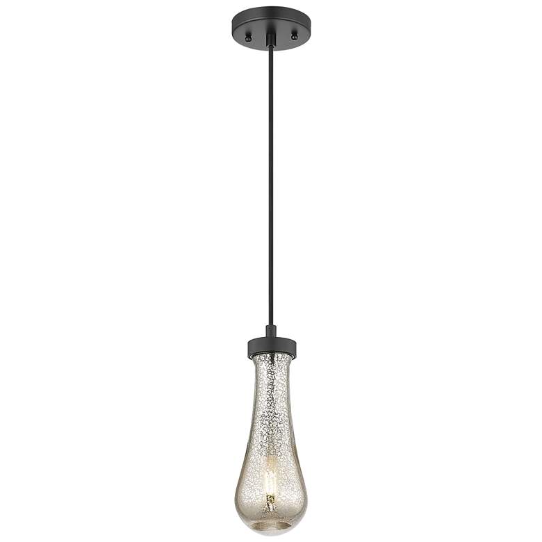 Image 1 Downtown Urban Owego 5 "W Cord Matte Black Pendant With Mercury Shade