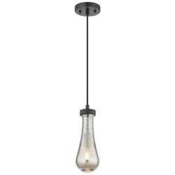 Downtown Urban Owego 5  "W Cord Matte Black Pendant With Mercury Shade