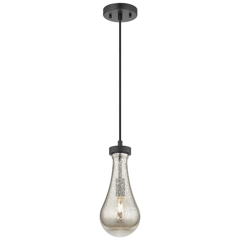 Image 1 Downtown Urban Owego 5 "W Cord Matte Black Pendant With Mercury Shade
