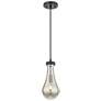 1_Downtown Urban Owego 5 "W Cord Matte Black Pendant With Mercury Shade
