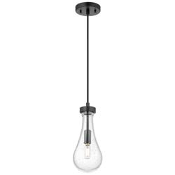 Downtown Urban Owego 5  "W Cord Matte Black Pendant With Seedy Shade