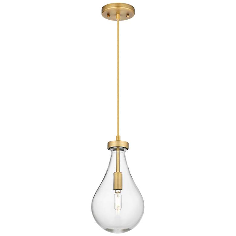 Image 1 Downtown Urban Owego 7 "W Cord Brushed Brass Pendant With Clear Shade