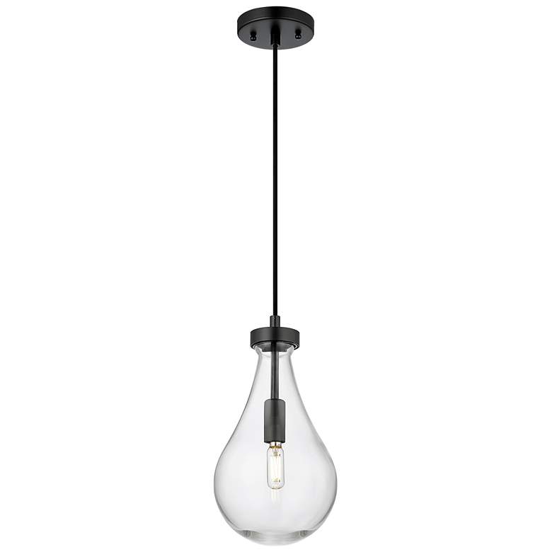 Image 1 Downtown Urban Owego 7 "W Cord Matte Black Pendant With Clear Shade