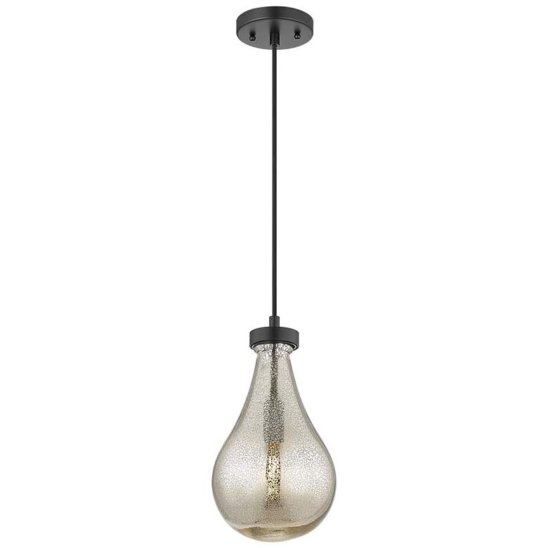 Image 1 Downtown Urban Owego 7 "W Cord Matte Black Pendant With Mercury Shade