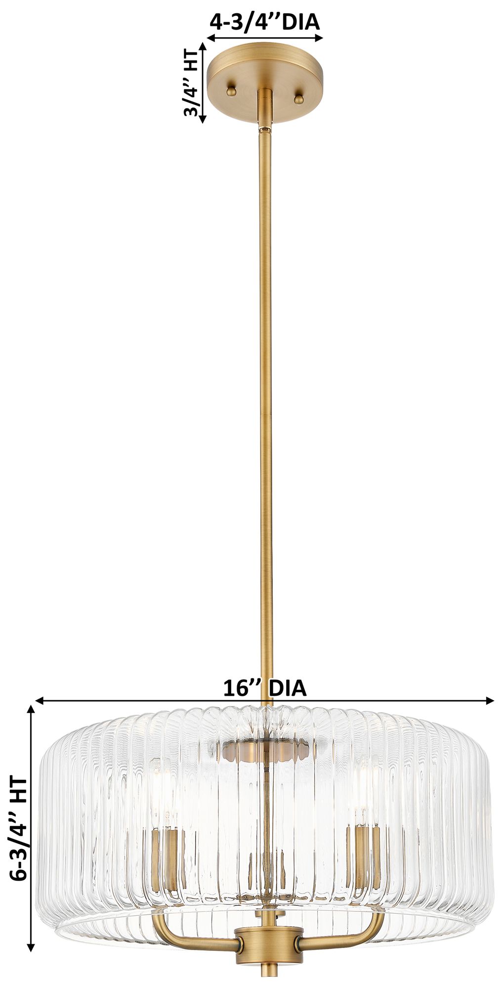 Image 4 Downtown Windsor 16"W 3 Light Brushed Brass Pendant w/ Clear Shade more views
