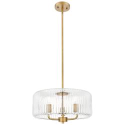 Downtown Windsor 16"W 3 Light Brushed Brass Pendant w/ Clear Shade