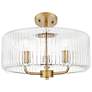 2_Downtown Windsor 16"W 3 Light Brushed Brass Pendant w/ Clear Shade more views