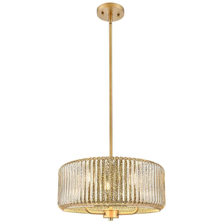 Image 1 Downtown Windsor 16"W 3 Light Brushed Brass Pendant w/ Mercury Shade