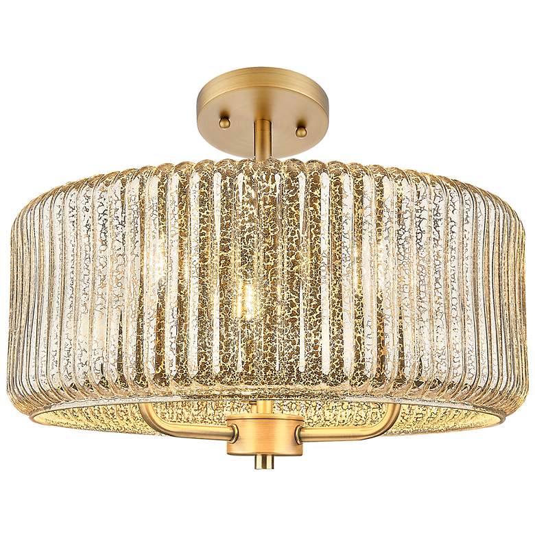 Image 2 Downtown Windsor 16"W 3 Light Brushed Brass Pendant w/ Mercury Shade more views