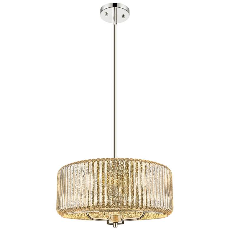 Image 1 Downtown Windsor 16"W 3 Light Polished Nickel Pendant w/ Mercury Shade