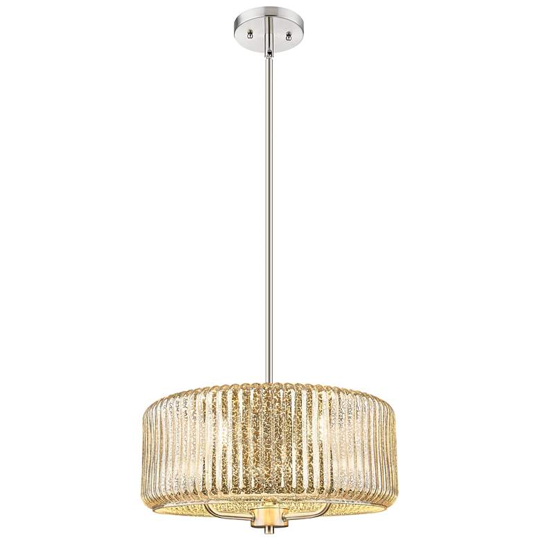 Image 1 Downtown Windsor 16"W 3 Light Satin Nickel Pendant w/ Mercury Shade