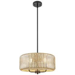 Downtown Windsor 16"W 3 Light Stem Black Pendant w/ Mercury Shade