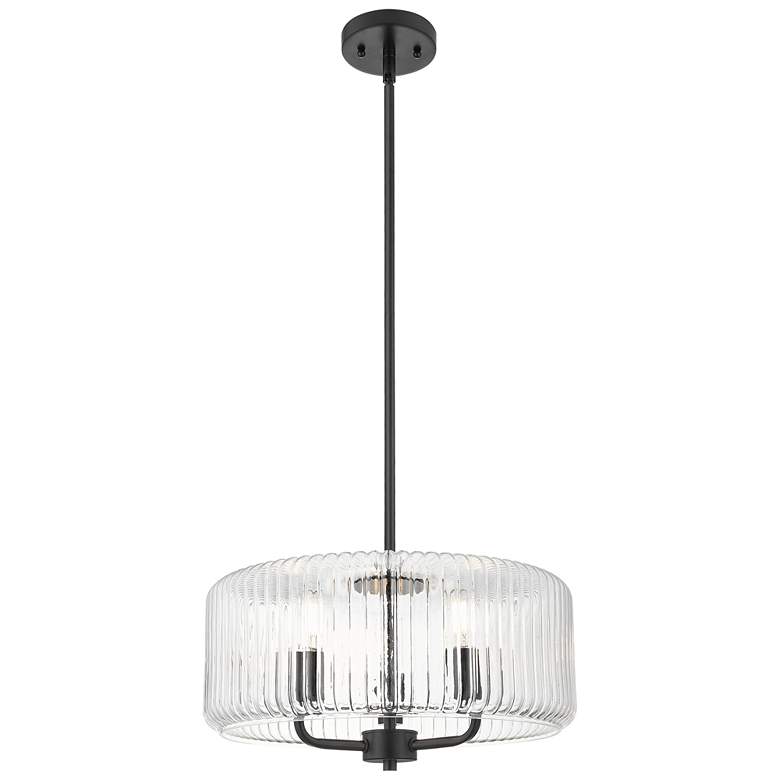 Image 1 Downtown Windsor 16"W 3 Light Stem Matte Black Pendant w/ Clear Shade