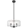 1_Downtown Windsor 16"W 3 Light Stem Matte Black Pendant w/ Clear Shade