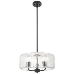 Downtown Windsor 16"W 3 Light Stem Matte Black Pendant w/ Clear Shade