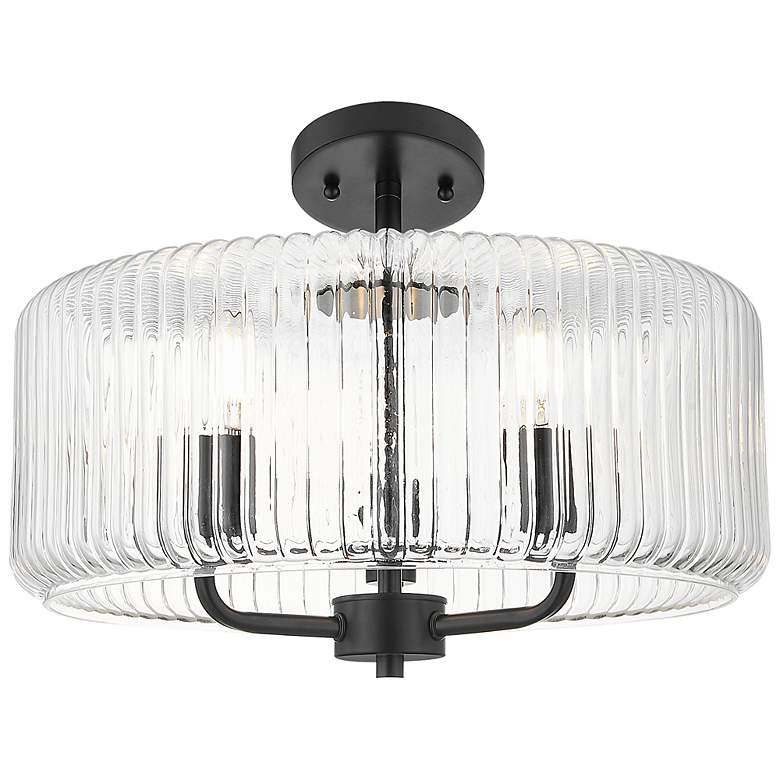 Image 2 Downtown Windsor 16"W 3 Light Stem Matte Black Pendant w/ Clear Shade more views