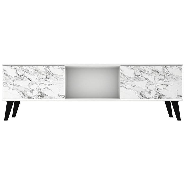 Image 1 Doyers 62.20 TV Stand in White and Marble Stamp