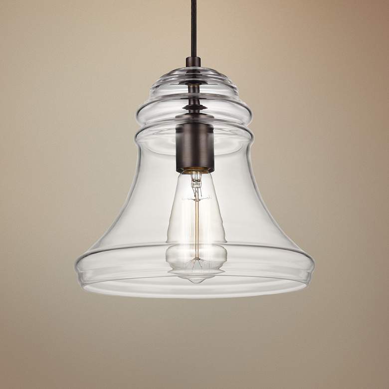 Image 1 Doyle 9 3/4" Wide Oil Rubbed Bronze Spindle Mini Pendant