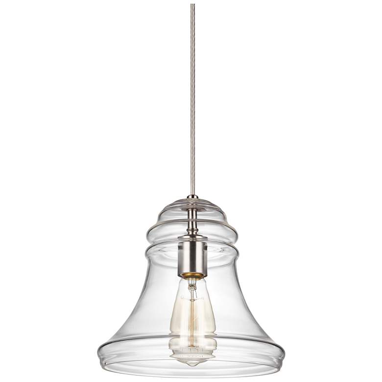 Image 1 Doyle 9 3/4" Wide Satin Nickel Spindle Mini Pendant