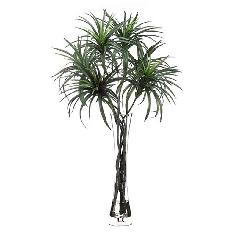 Image 1 Dracaena Plant in Glass Vase 45 inch High Faux Plants