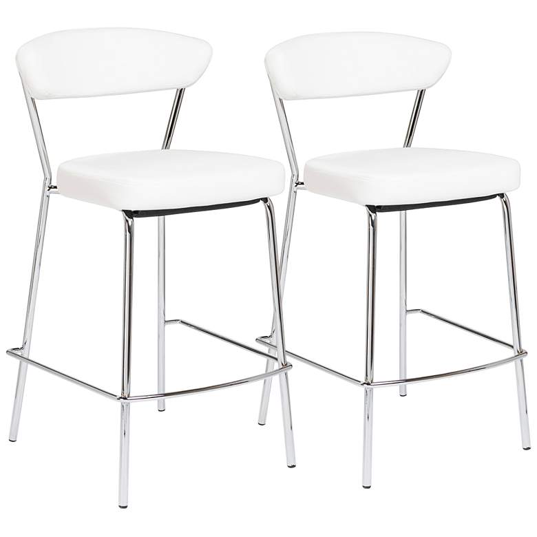 Image 1 Draco 25 1/2 inch White Leatherette Counter Stools Set of 2