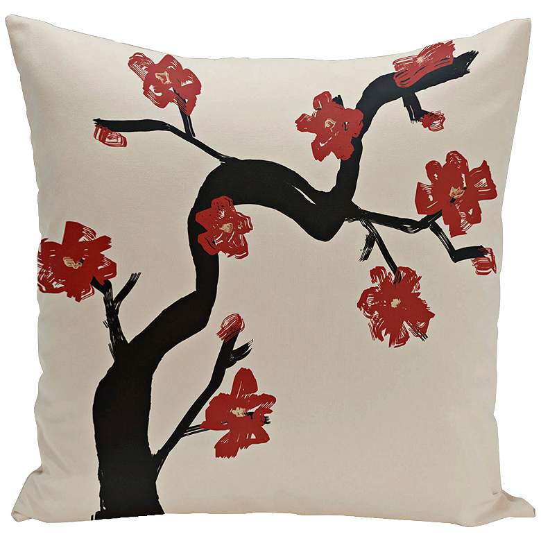 Image 1 Dragon Red Floral 20 inch Square Outdoor Throw Pillow
