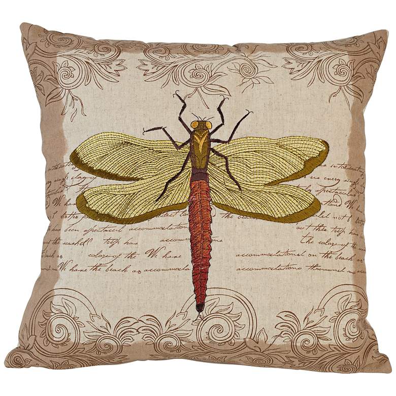 Image 1 Dragonfly 17 inch Square Down Throw Pillow