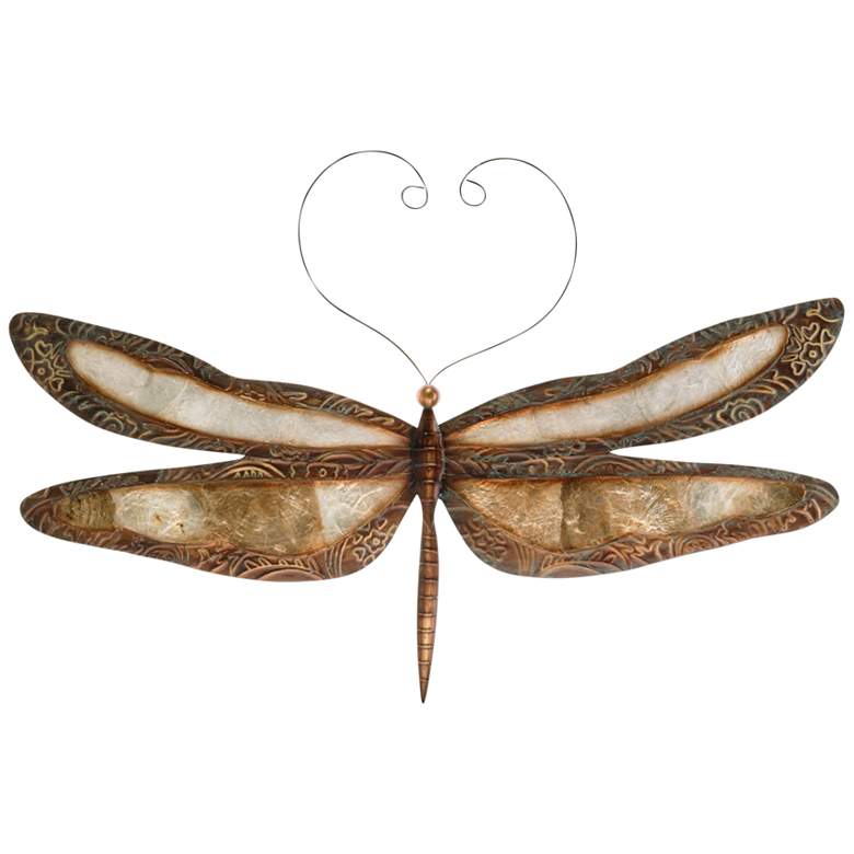 Image 2 Dragonfly 17 inch Wide Earthtoned With Brown Border Wall Decor