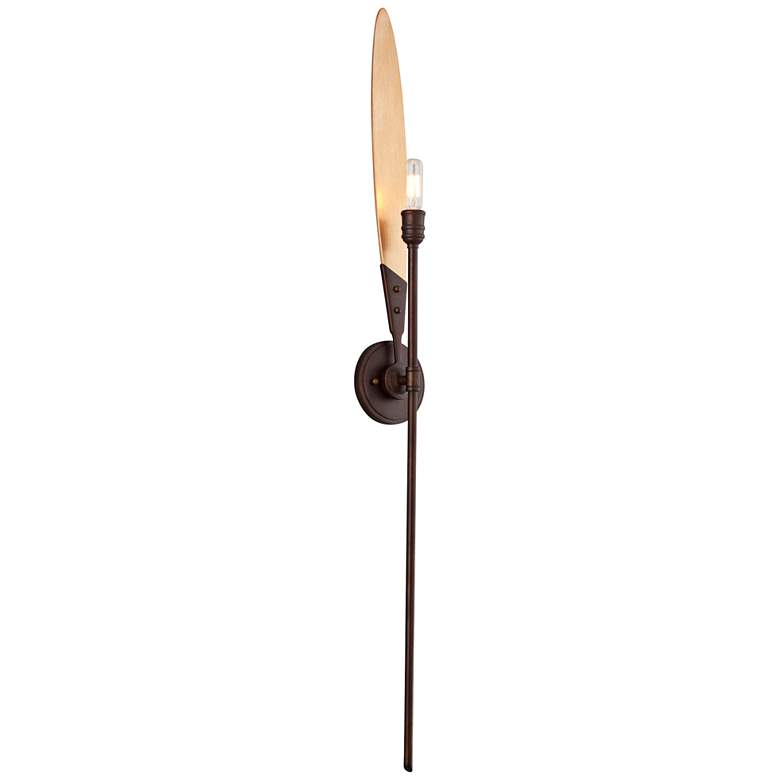 Image 1 Dragonfly 41 1/2 inch High Bronze with Satin Leaf Wall Sconce