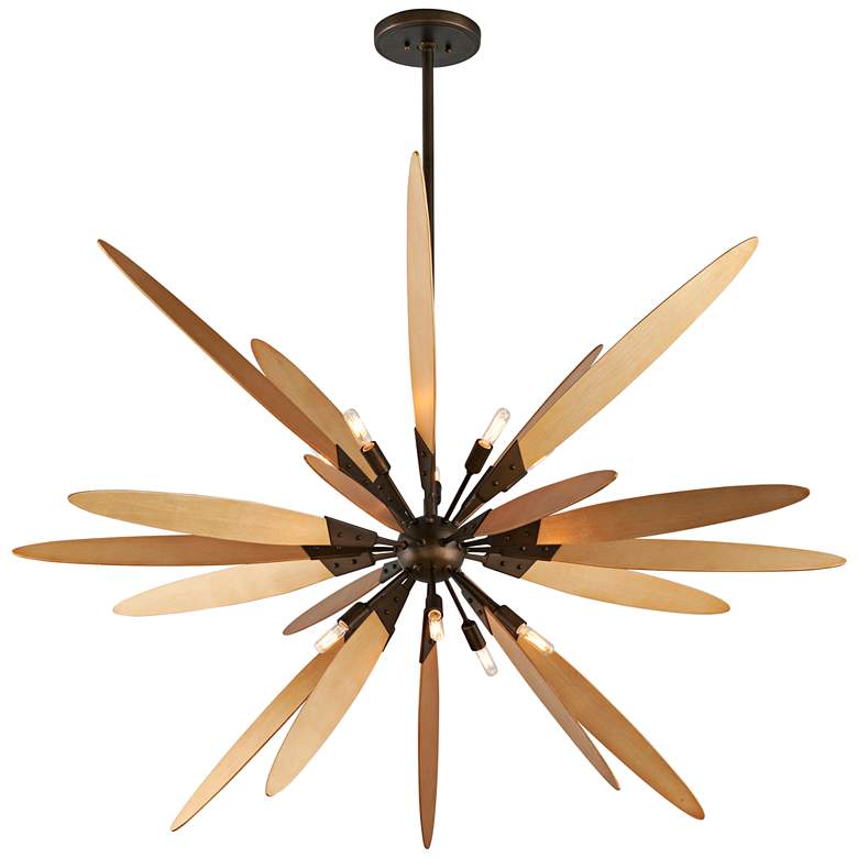 Image 2 Dragonfly 60 inch Wide Bronze with Satin Leaf Pendant Light