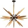 Dragonfly 60" Wide Bronze with Satin Leaf Pendant Light