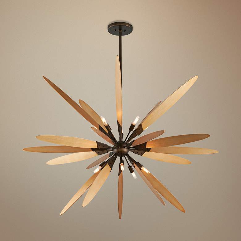 Image 1 Dragonfly 60 inch Wide Bronze with Satin Leaf Pendant Light