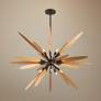 Dragonfly 60" Wide Bronze with Satin Leaf Pendant Light