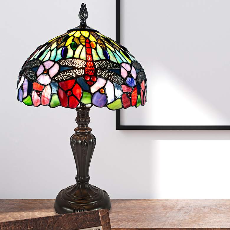 Image 1 Dragonfly Bounty 20"H Fieldstone Bronze Accent Table Lamp