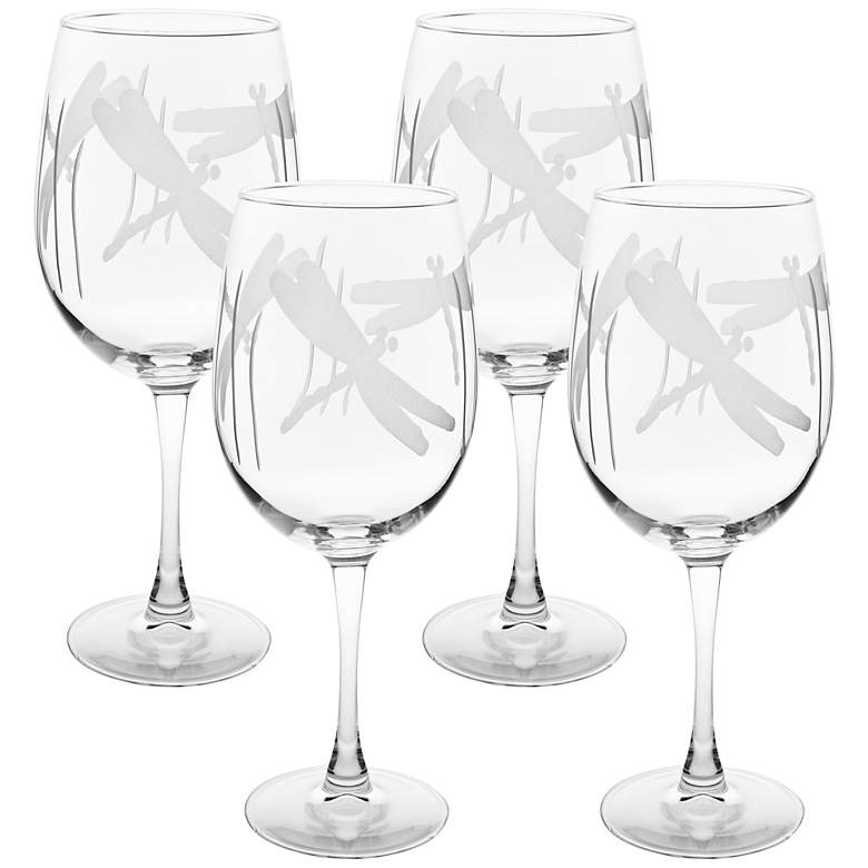 Image 1 Dragonfly Engraved All-Purpose Wine Glass Set of 4