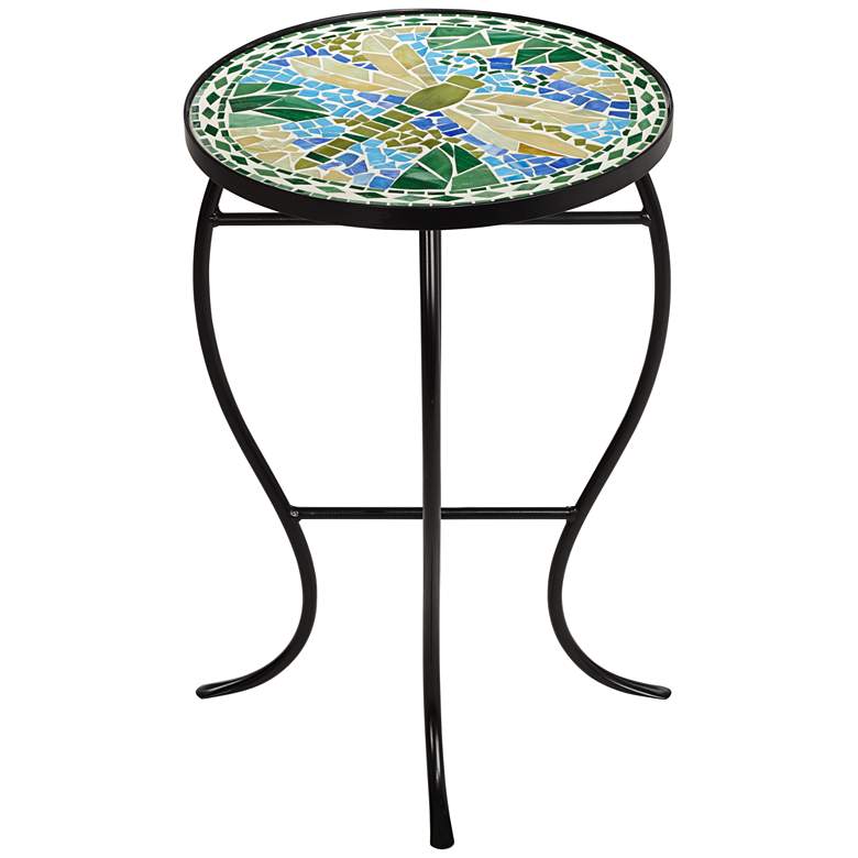 Image 6 Dragonfly Mosaic Black Iron Outdoor Accent Table more views