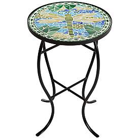 Image4 of Dragonfly Mosaic Black Iron Outdoor Accent Tables Set of 2 more views