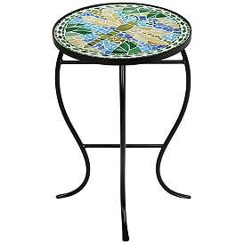Image5 of Dragonfly Mosaic Black Iron Outdoor Accent Tables Set of 2 more views
