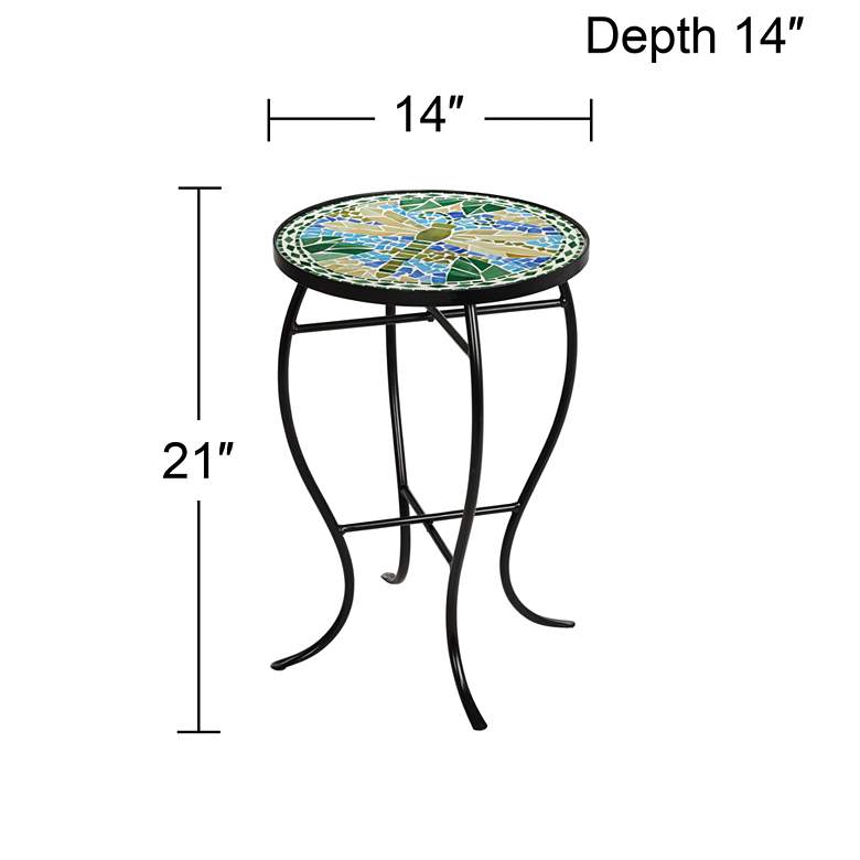 Image 6 Dragonfly Mosaic Black Iron Outdoor Accent Tables Set of 2 more views